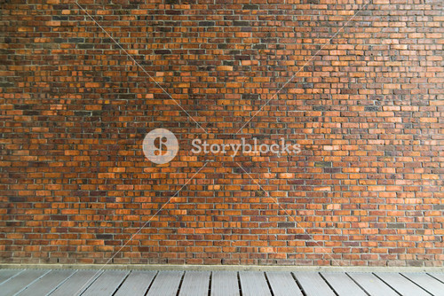 Background Of Old Vintage Brick Wall With Floor