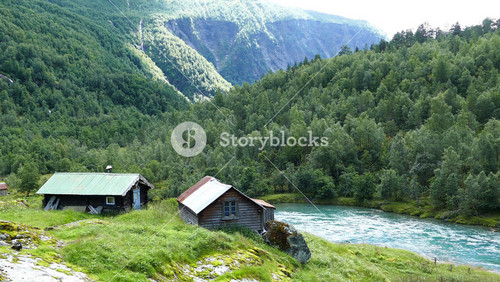 Cabins Near The River And Lake In Morkidsdalen Park Skjolden Norway