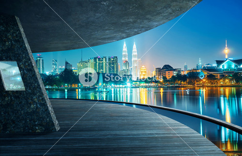 View From Open Space Balcony,Kuala Lumpur City Night Night Scene.