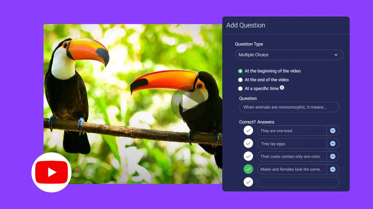New: Create interactive quizzes from a YouTube video